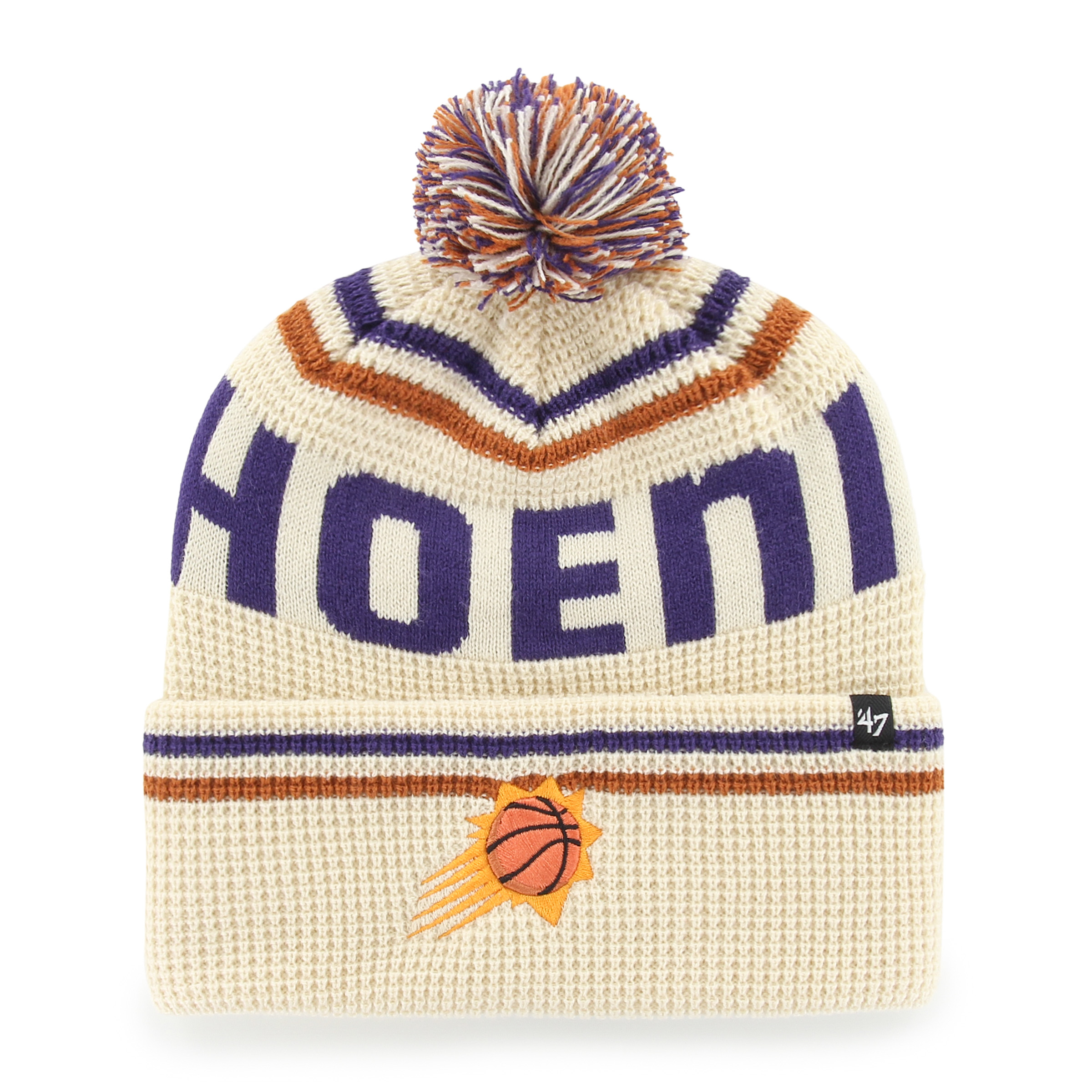 Men's '47 Natural Phoenix Suns Quattrle Cuffed Knit Hat with Pom