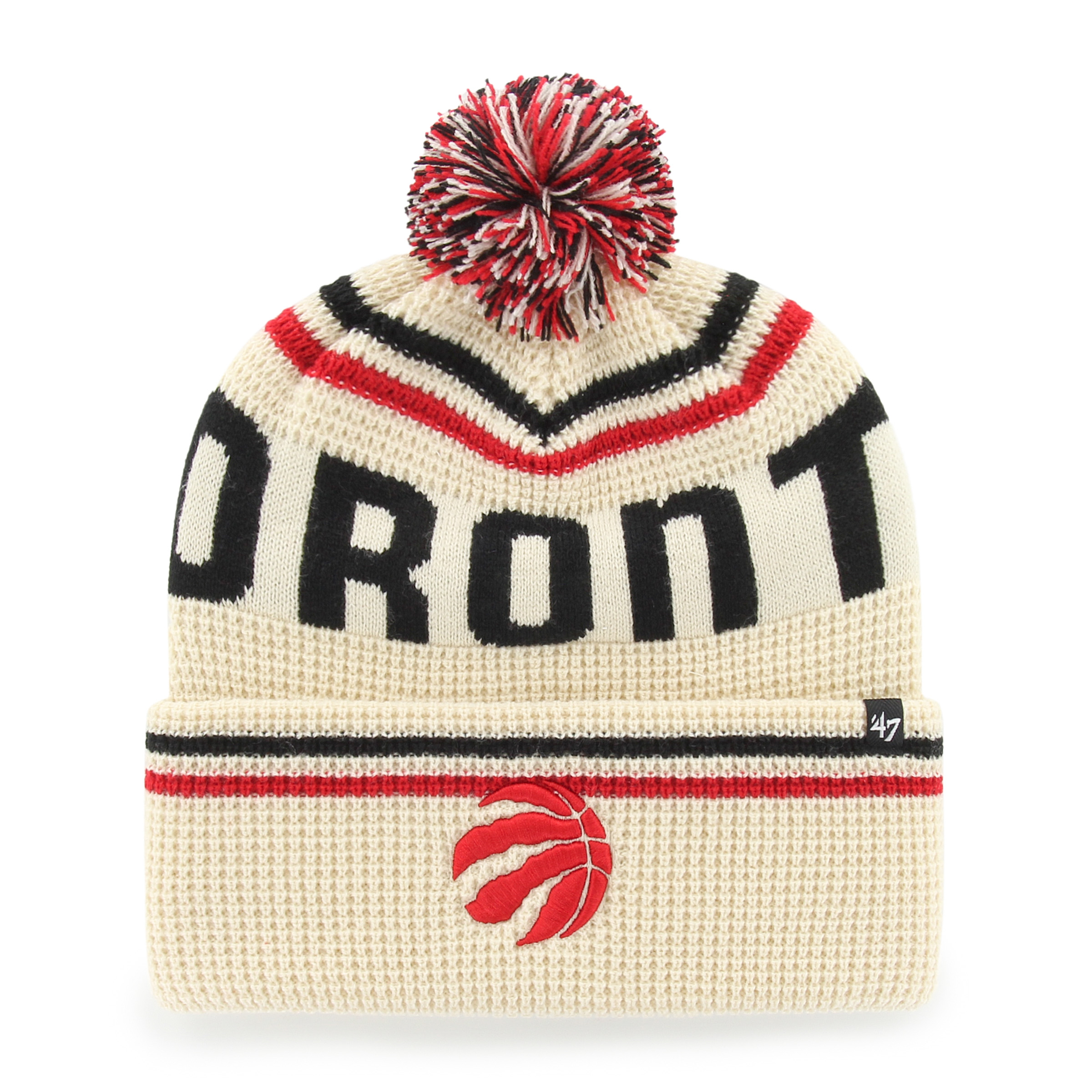 Men's '47 Natural Toronto Raptors Quattrle Cuffed Knit Hat with Pom