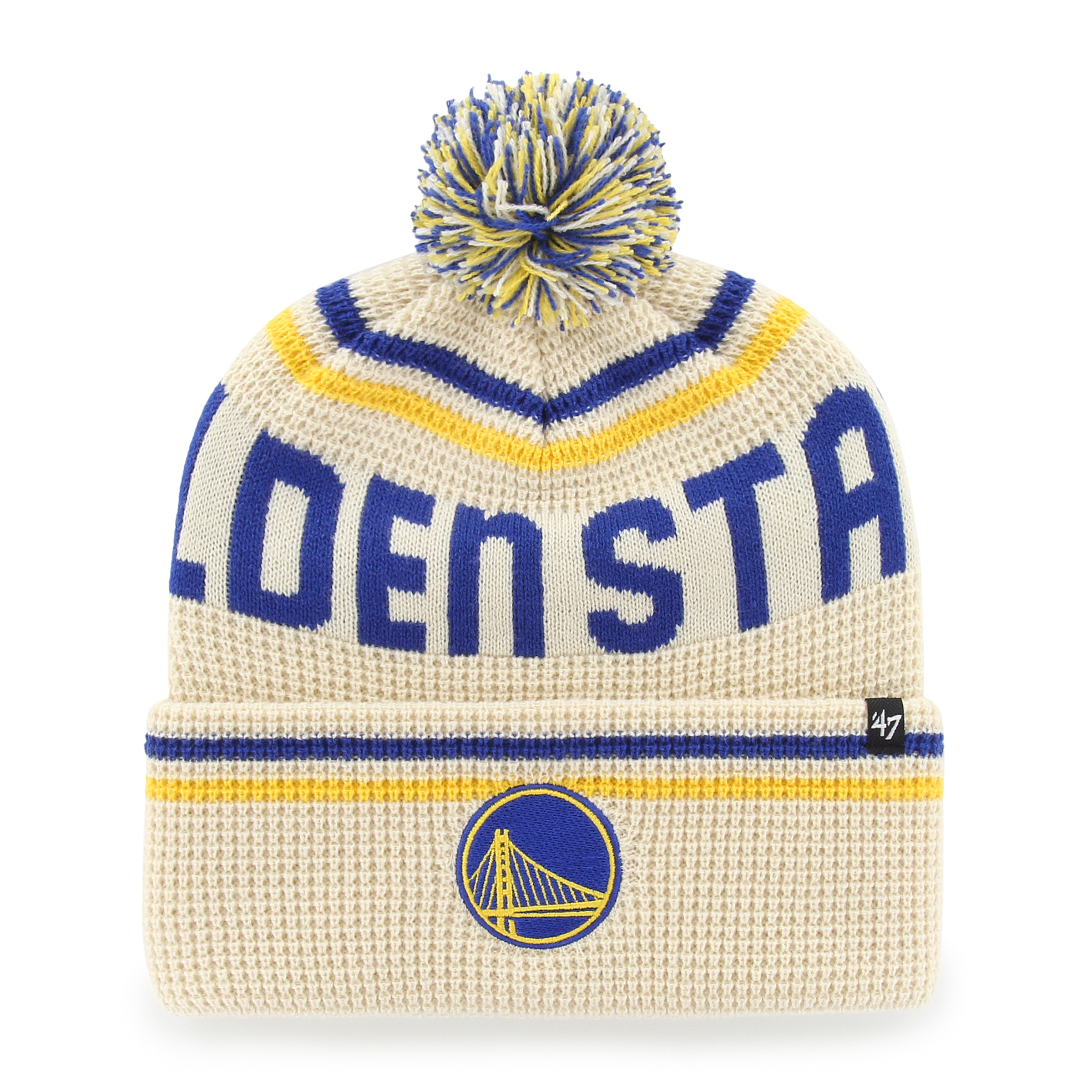 Men's '47 Natural Golden State Warriors Quattrle Cuffed Knit Hat with Pom