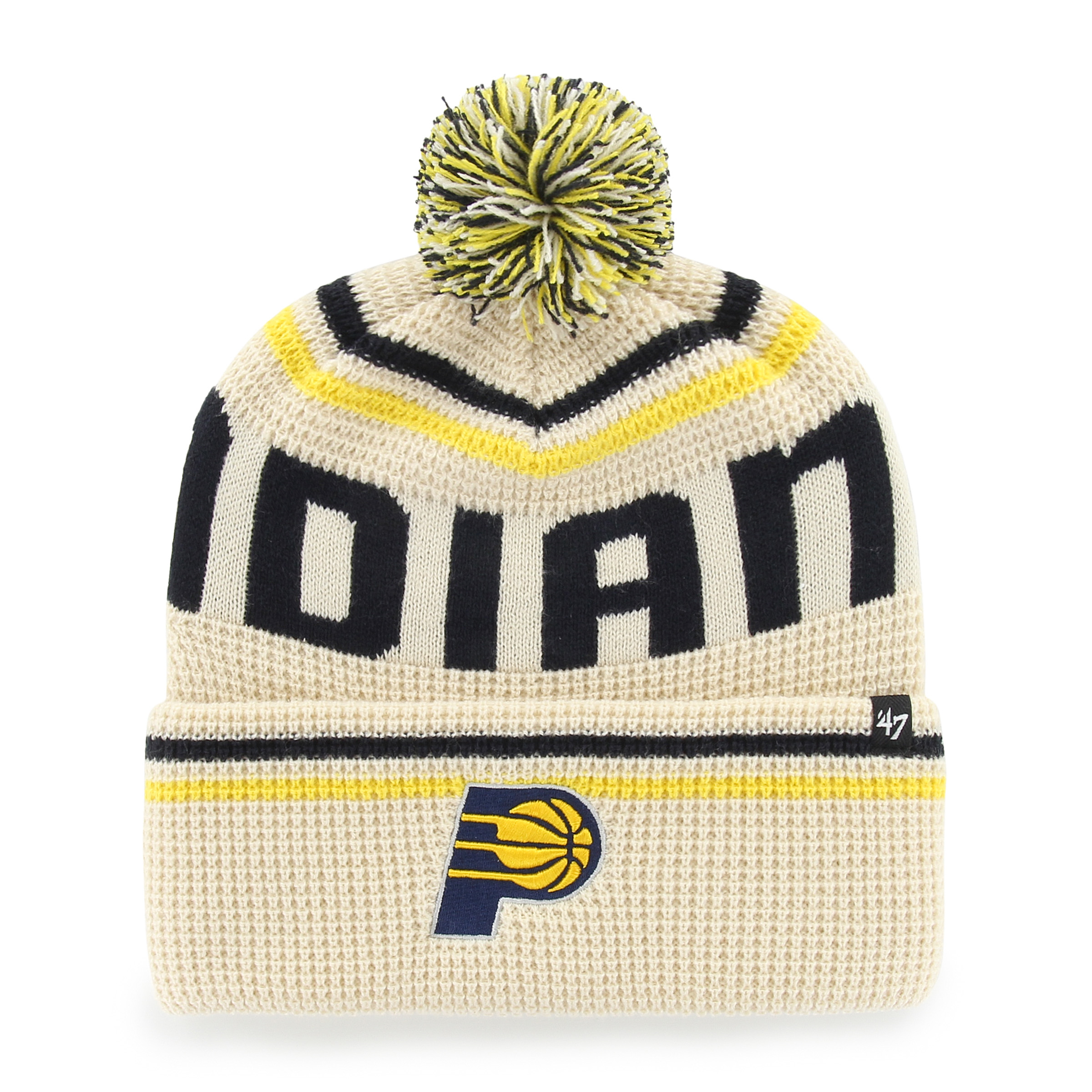Men's '47 Natural Indiana Pacers Quattrle Cuffed Knit Hat with Pom