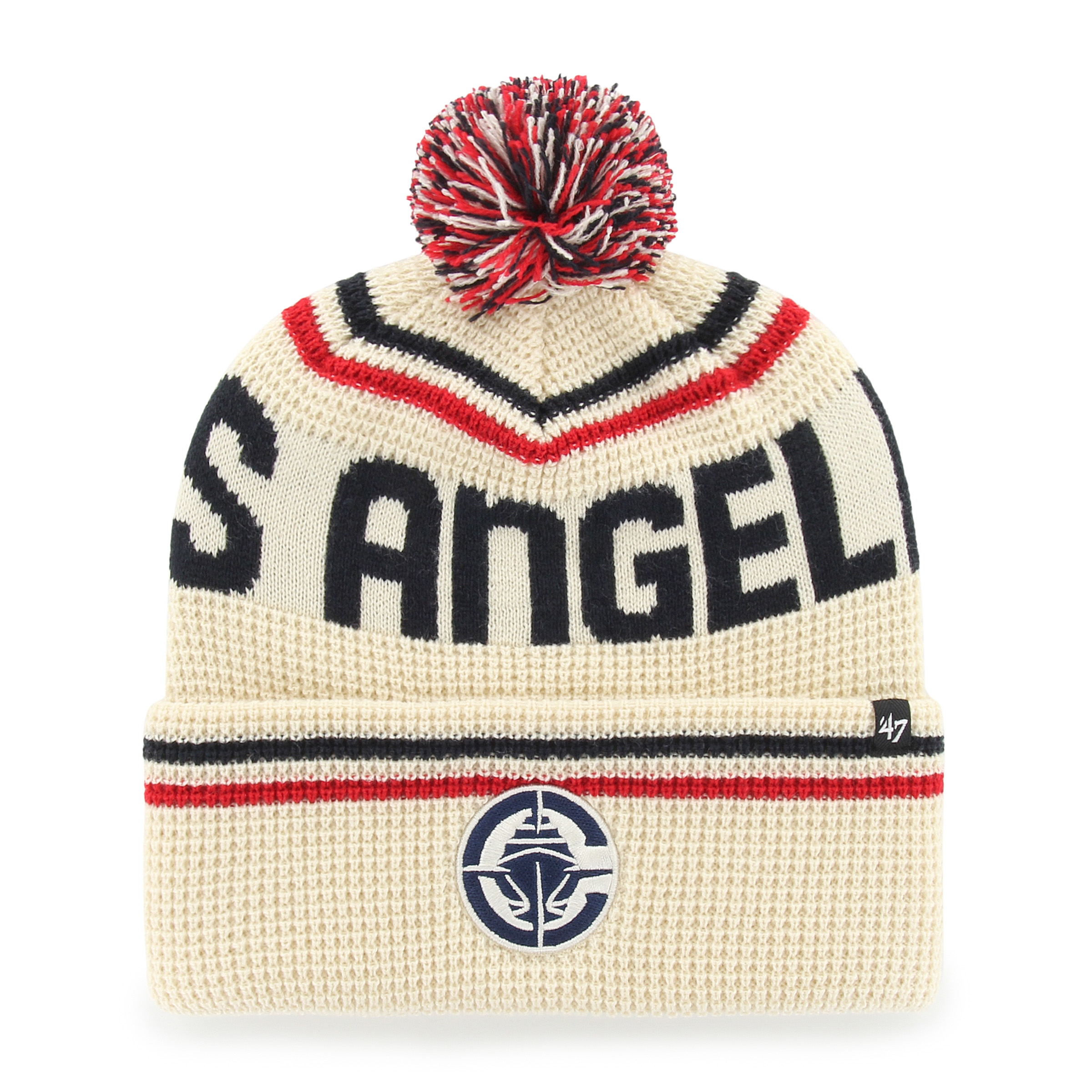 Men's '47 Natural LA Clippers Quattrle Cuffed Knit Hat with Pom