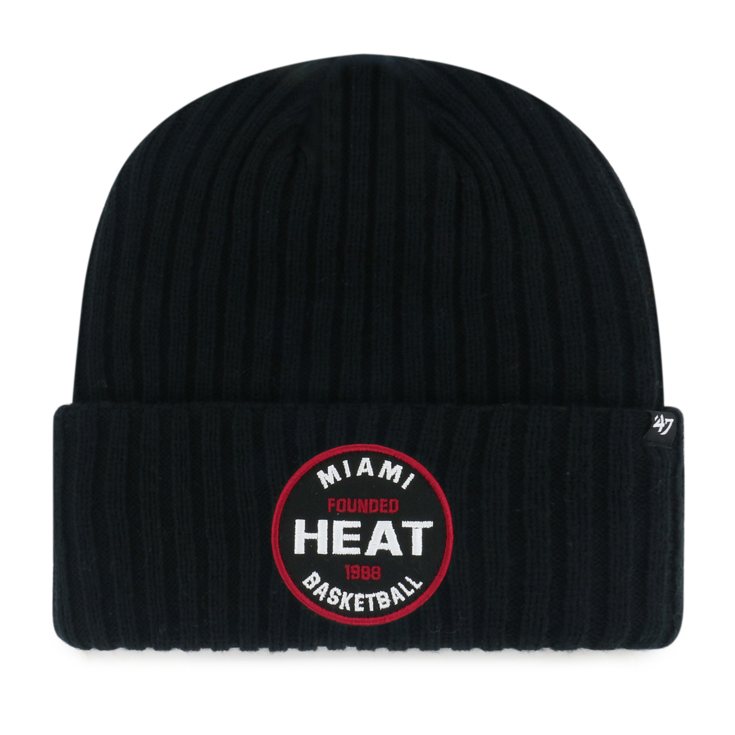 '47 Brand Men's Black Miami Heat Ribbed Snowdrift Cuffed Knit Hat - Black