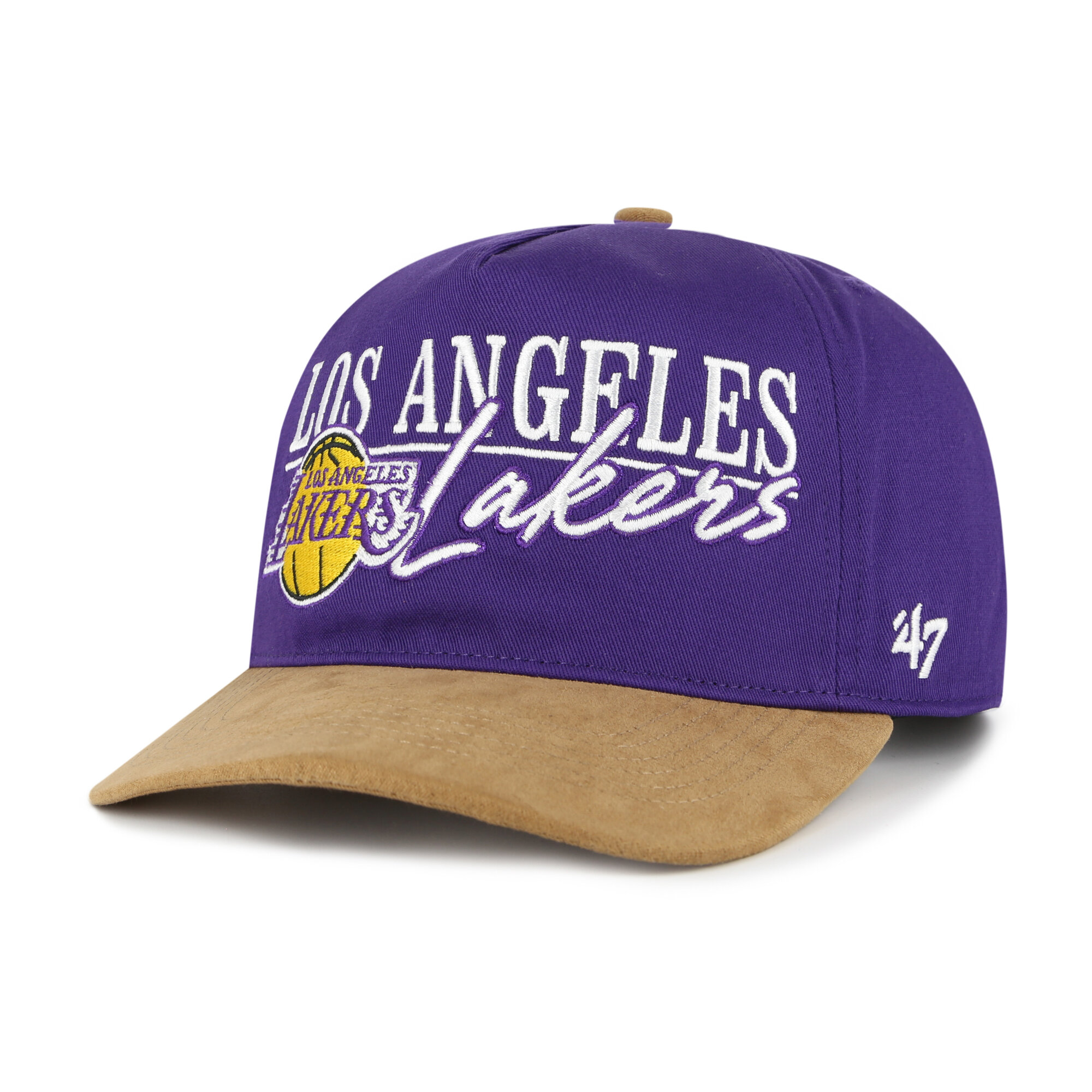 Men's '47 Purple/Tan Los Angeles Lakers Scribe Line Hitch Adjustable Hat