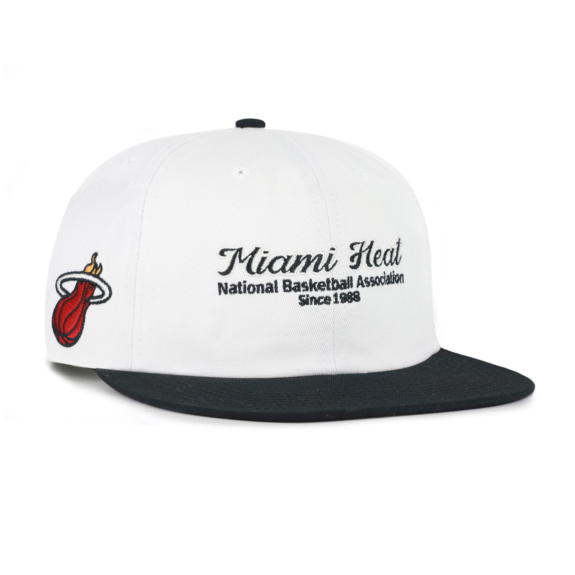 Men's '47 White Miami Heat Script Stack Captain Snapback Hat