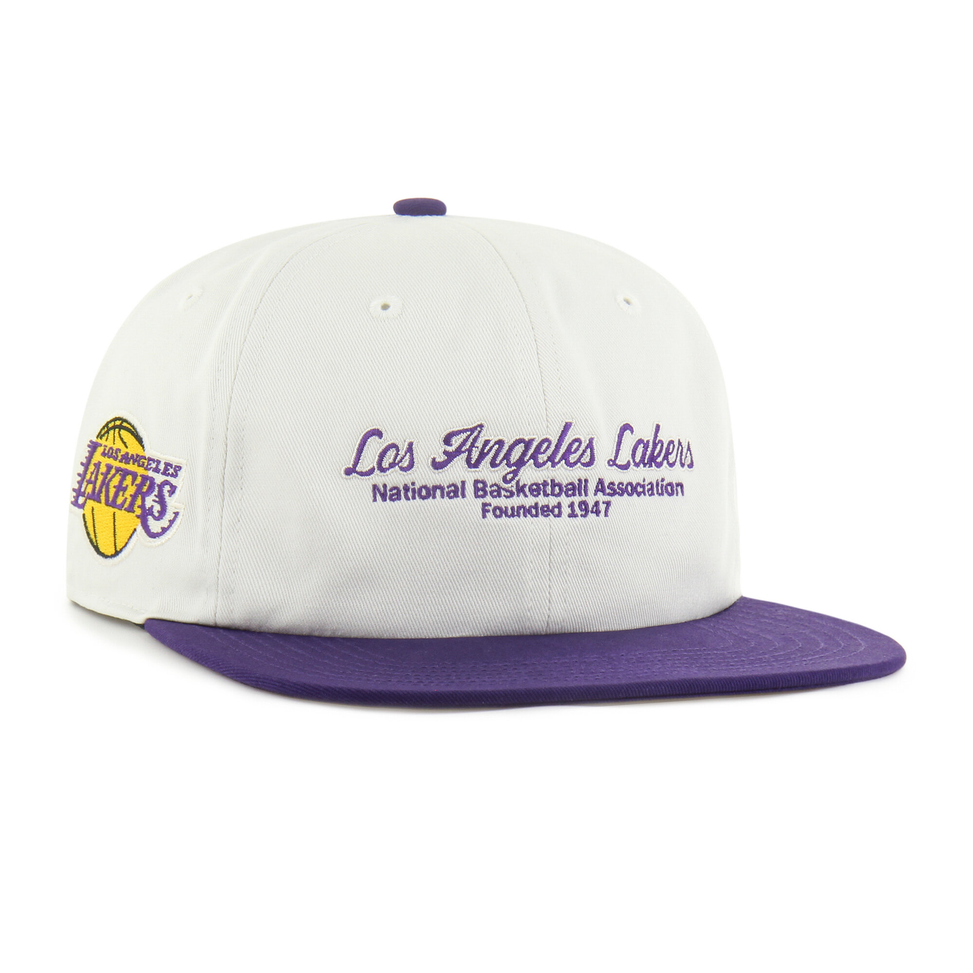 Men's '47 Cream Los Angeles Lakers Script Stack Captain Snapback Hat