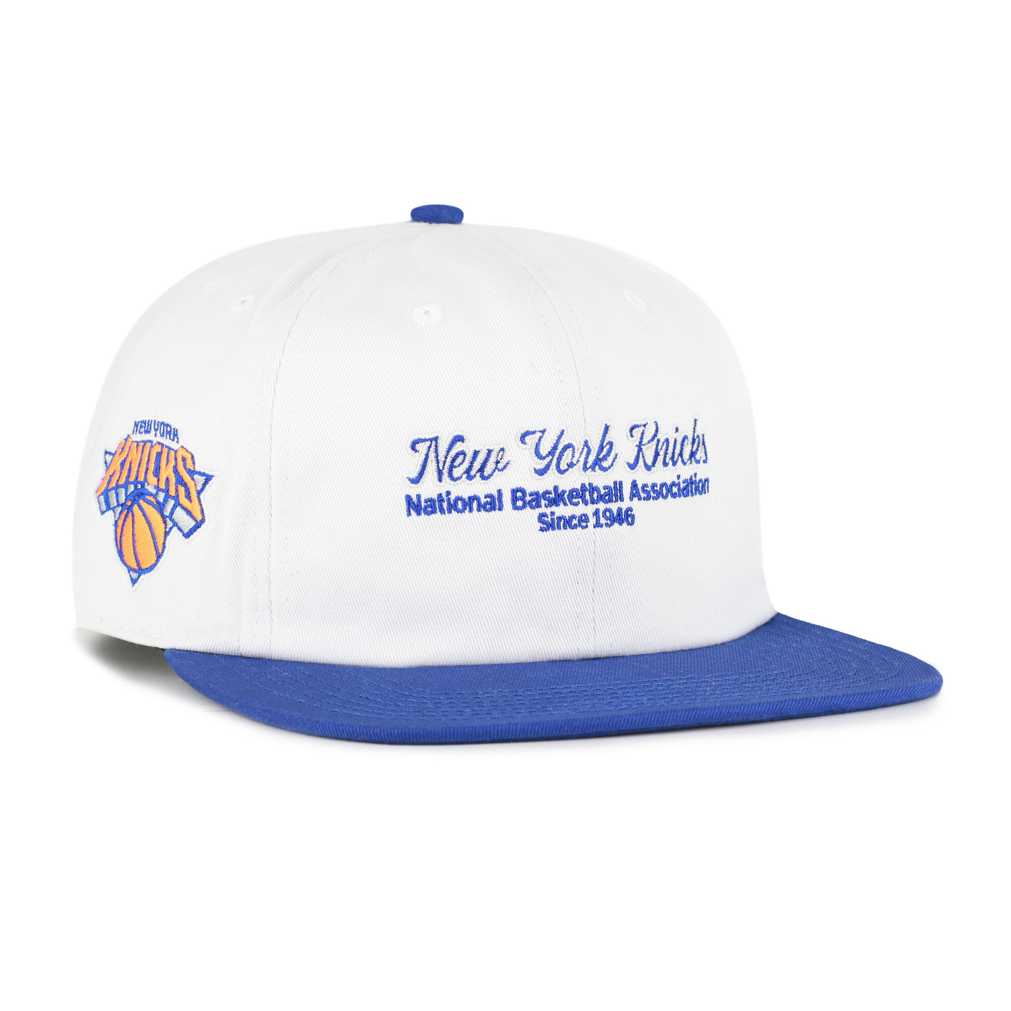 Men's '47 Cream New York Knicks Script Stack Captain Snapback Hat