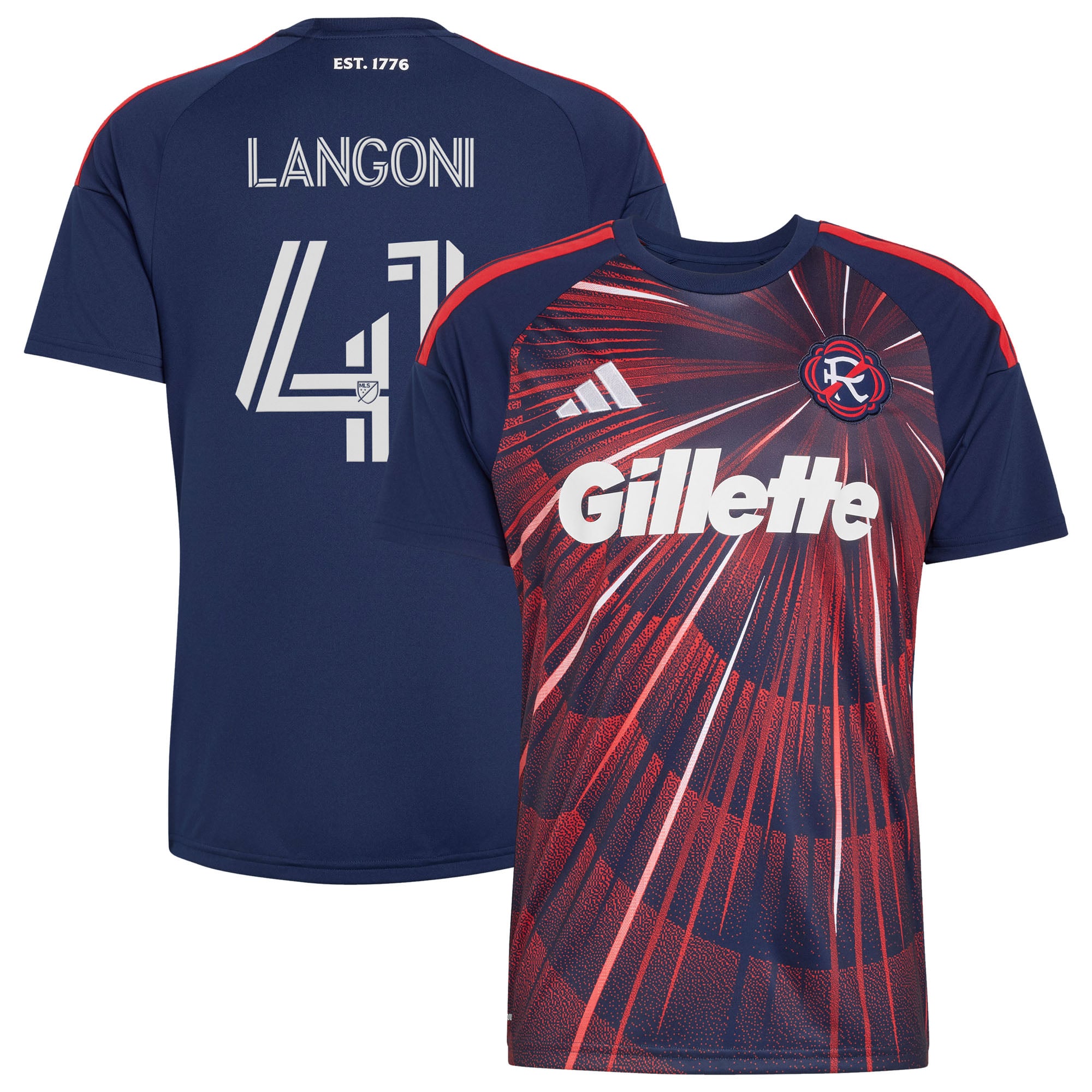 Men's adidas Luca Langoni Blue New England Revolution 2026 Independence Day Replica Jersey