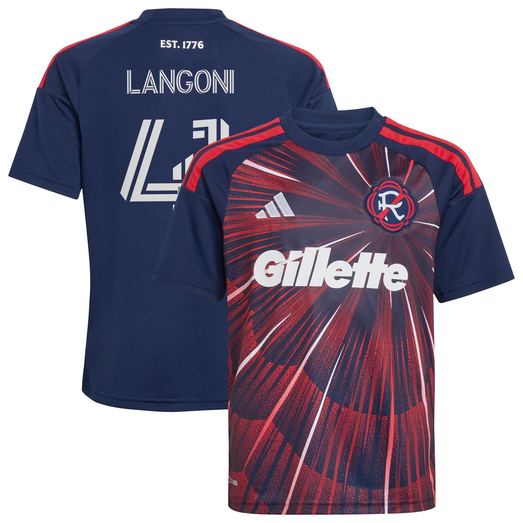 Youth adidas Luca Langoni Blue New England Revolution 2026 Independence Day Replica Jersey
