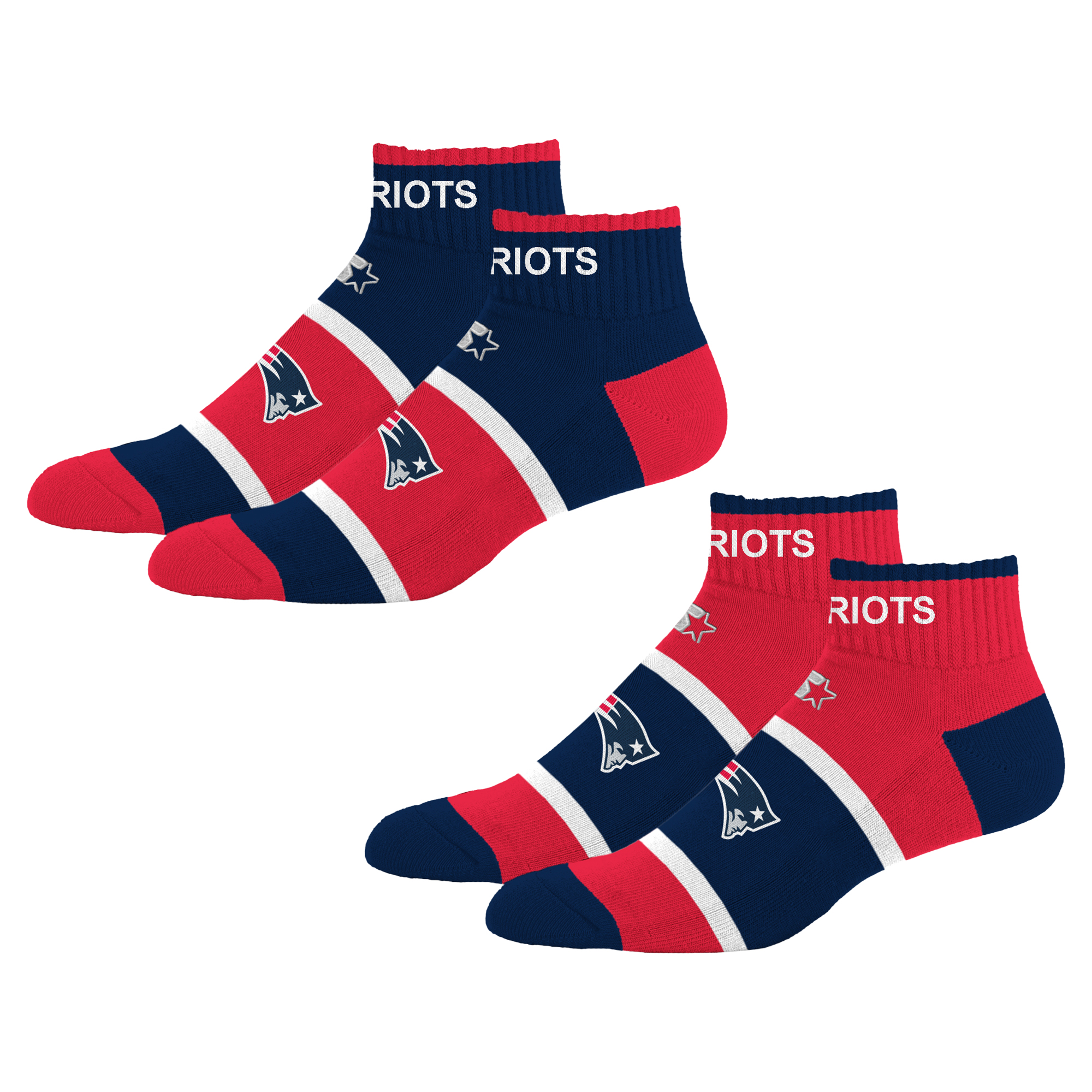 Youth Starter Navy New England Patriots Season Opener Two-Pack Quarter Socks Set
