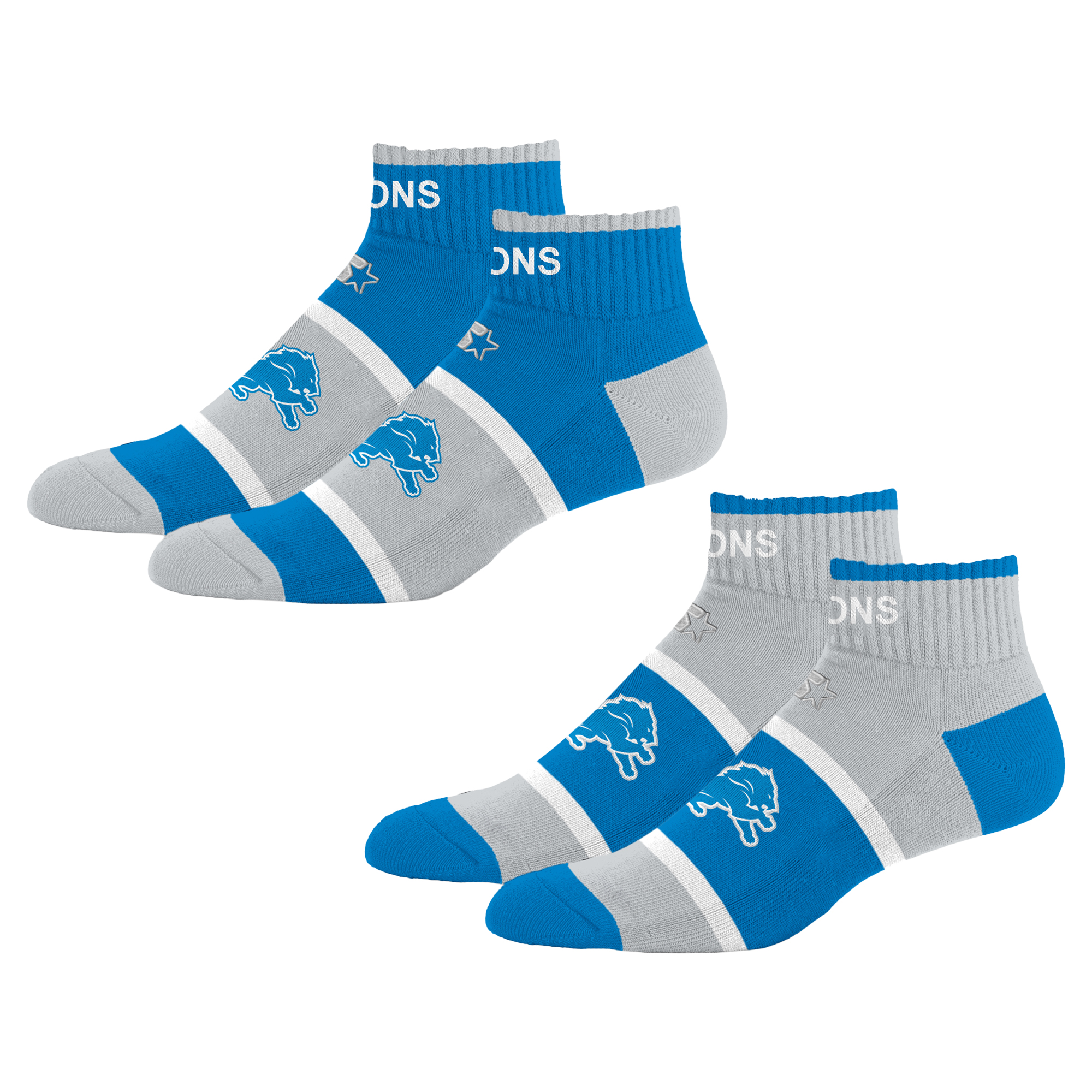 Youth Starter Blue Detroit Lions Season Opener Two-Pack Quarter Socks Set