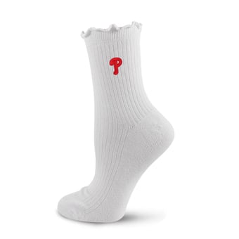 Youth PRO Compression  White Philadelphia Phillies Logo Lettuce Hem Quarter Socks