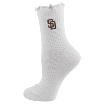 Youth PRO Compression  White San Diego Padres Logo Lettuce Hem Quarter Socks