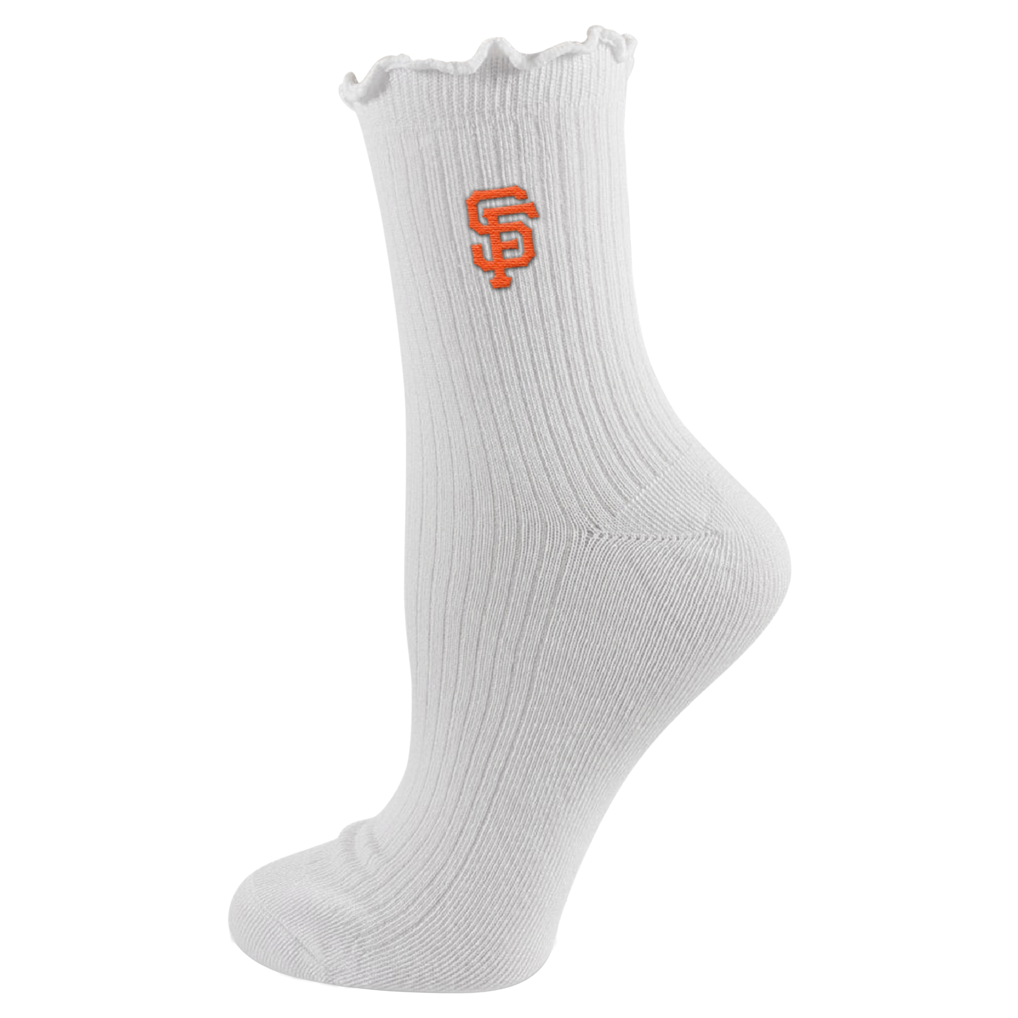 Youth PRO Compression  White San Francisco Giants Logo Lettuce Hem Quarter Socks