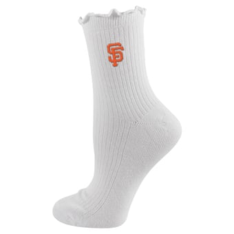 Youth PRO Compression  White San Francisco Giants Logo Lettuce Hem Quarter Socks