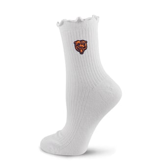 Youth PRO Compression  White Chicago Bears Logo Lettuce Hem Quarter Socks