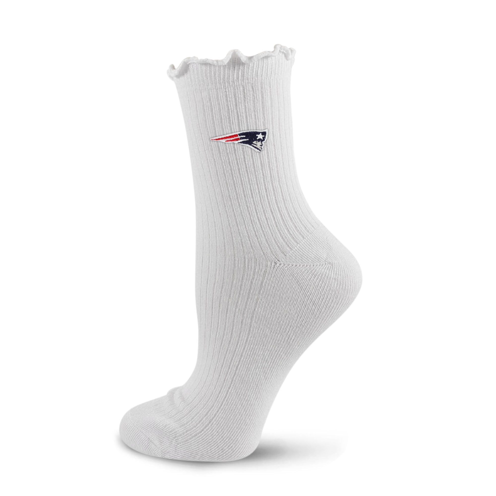 Youth PRO Compression  White New England Patriots Logo Lettuce Hem Quarter Socks