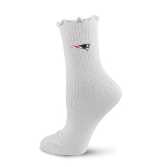 Youth PRO Compression  White New England Patriots Logo Lettuce Hem Quarter Socks
