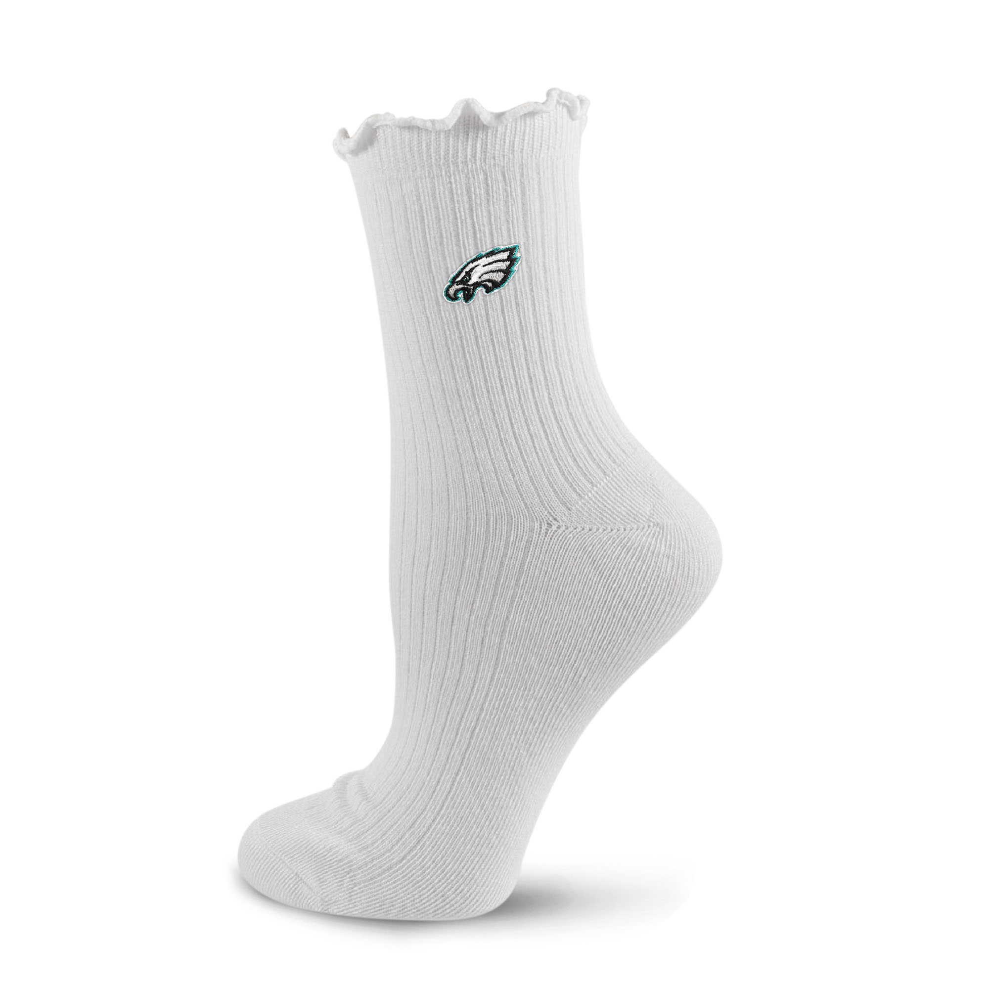 Youth PRO Compression  White Philadelphia Eagles Logo Lettuce Hem Quarter Socks