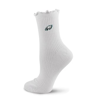 Youth PRO Compression  White Philadelphia Eagles Logo Lettuce Hem Quarter Socks