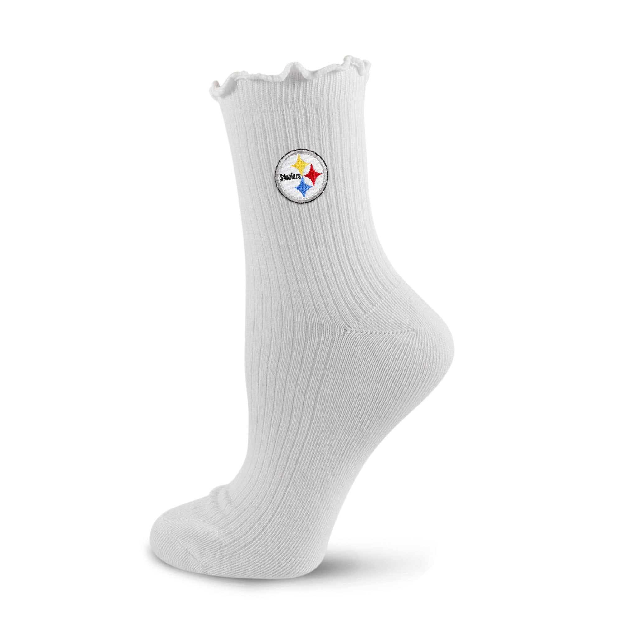 Youth PRO Compression  White Pittsburgh Steelers Logo Lettuce Hem Quarter Socks