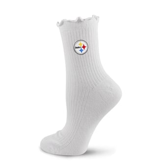 Youth PRO Compression  White Pittsburgh Steelers Logo Lettuce Hem Quarter Socks