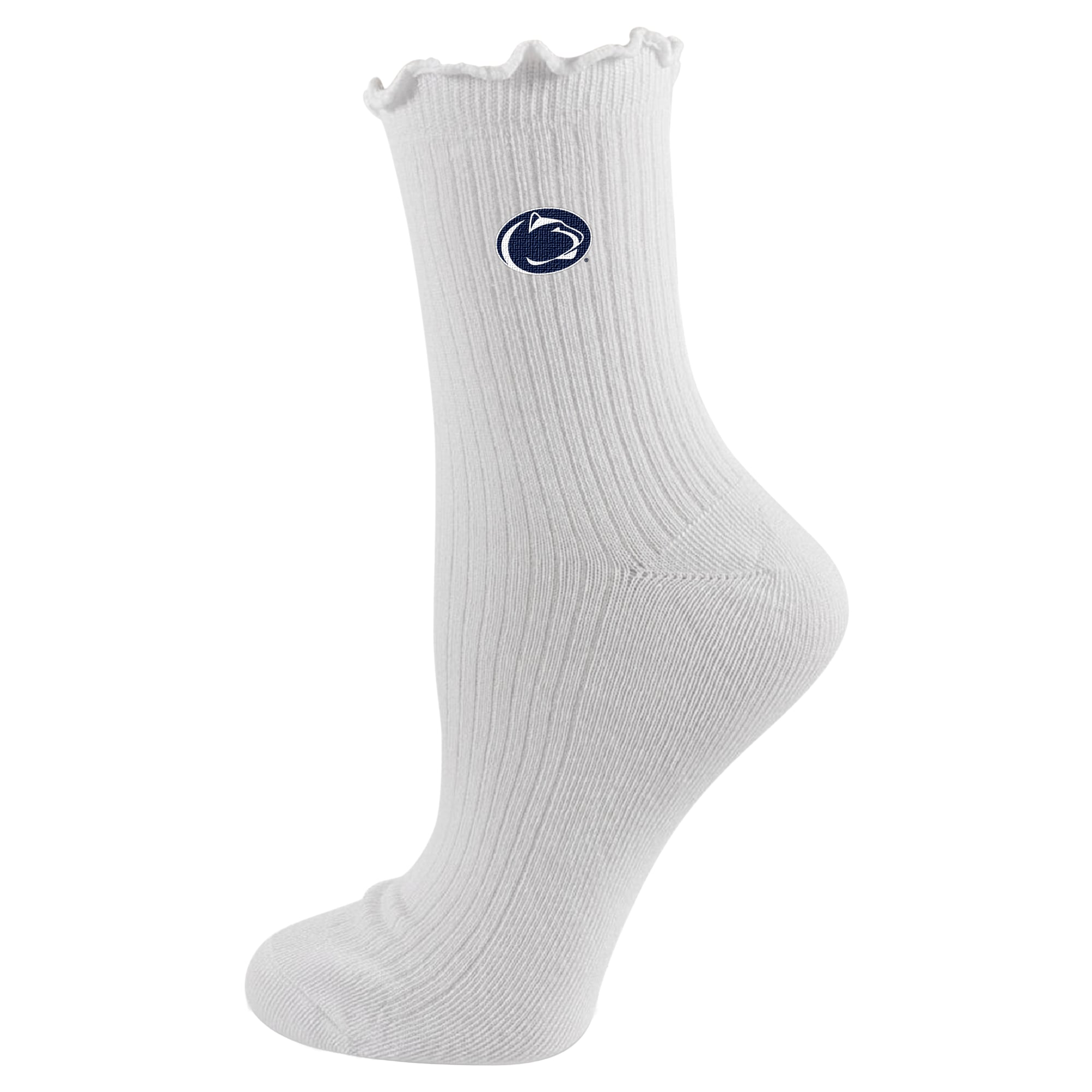 Youth PRO Compression  White Penn State Nittany Lions Logo Lettuce Hem Quarter Socks