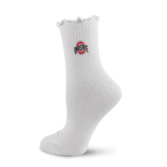 Youth PRO Compression  White Ohio State Buckeyes Logo Lettuce Hem Quarter Socks
