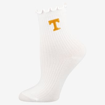 Youth PRO Compression  White Tennessee Volunteers Logo Lettuce Hem Quarter Socks