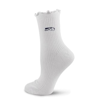 Youth PRO Compression  White Seattle Seahawks Logo Lettuce Hem Quarter Socks
