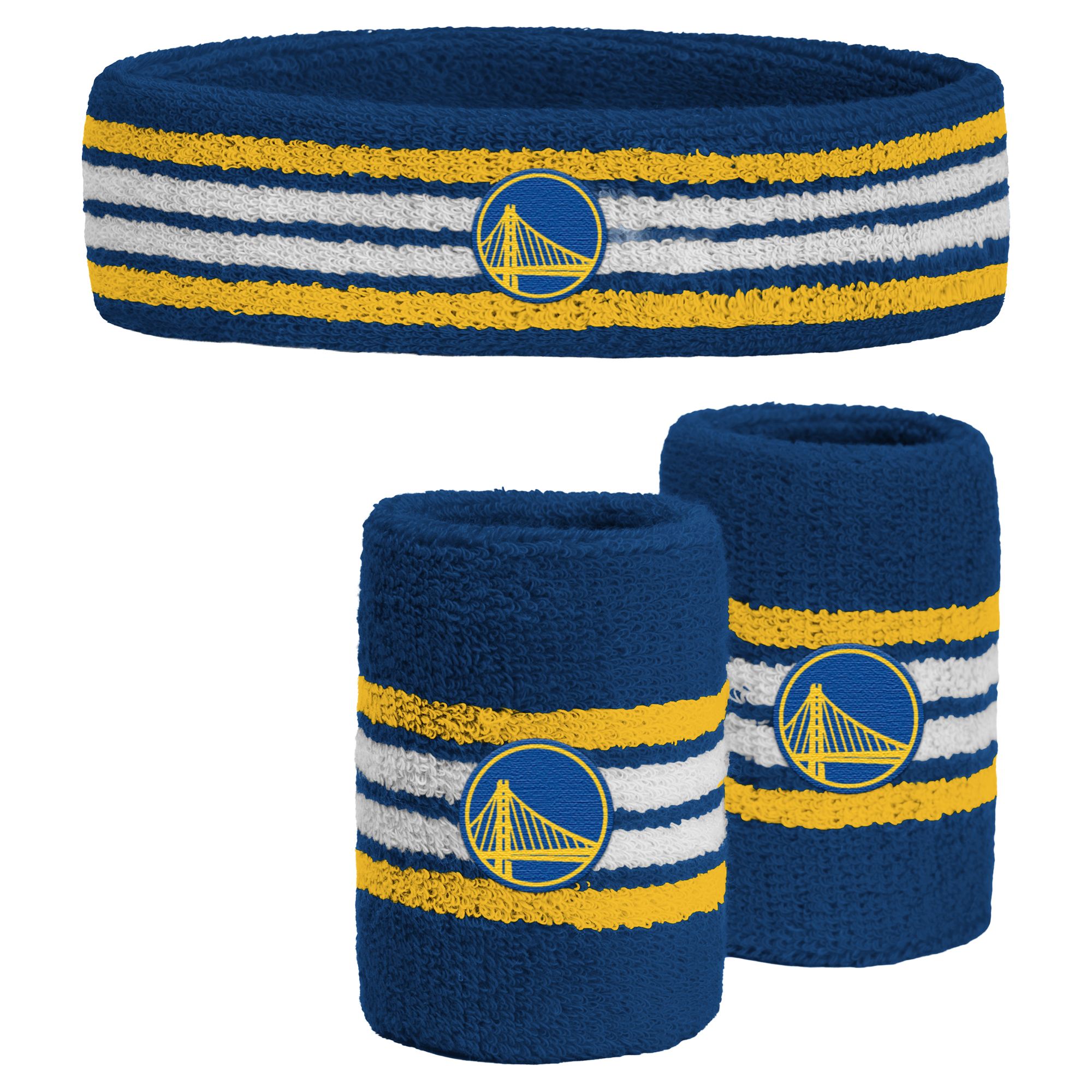 Pro Compression Royal Golden State Warriors Team Stripe Headband and Wristbands Combo Set, 3-Pack - Royal