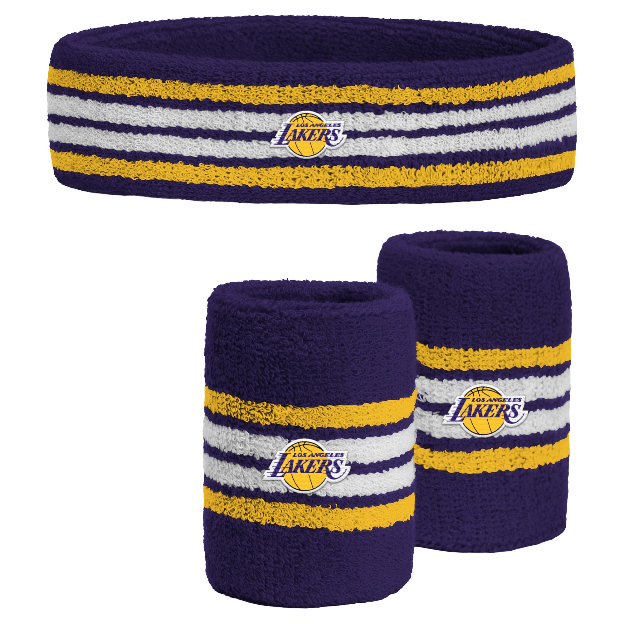 Pro Compression Purple Los Angeles Lakers Team Stripe Headband and Wristbands Combo Set, 3-Pack - Purple