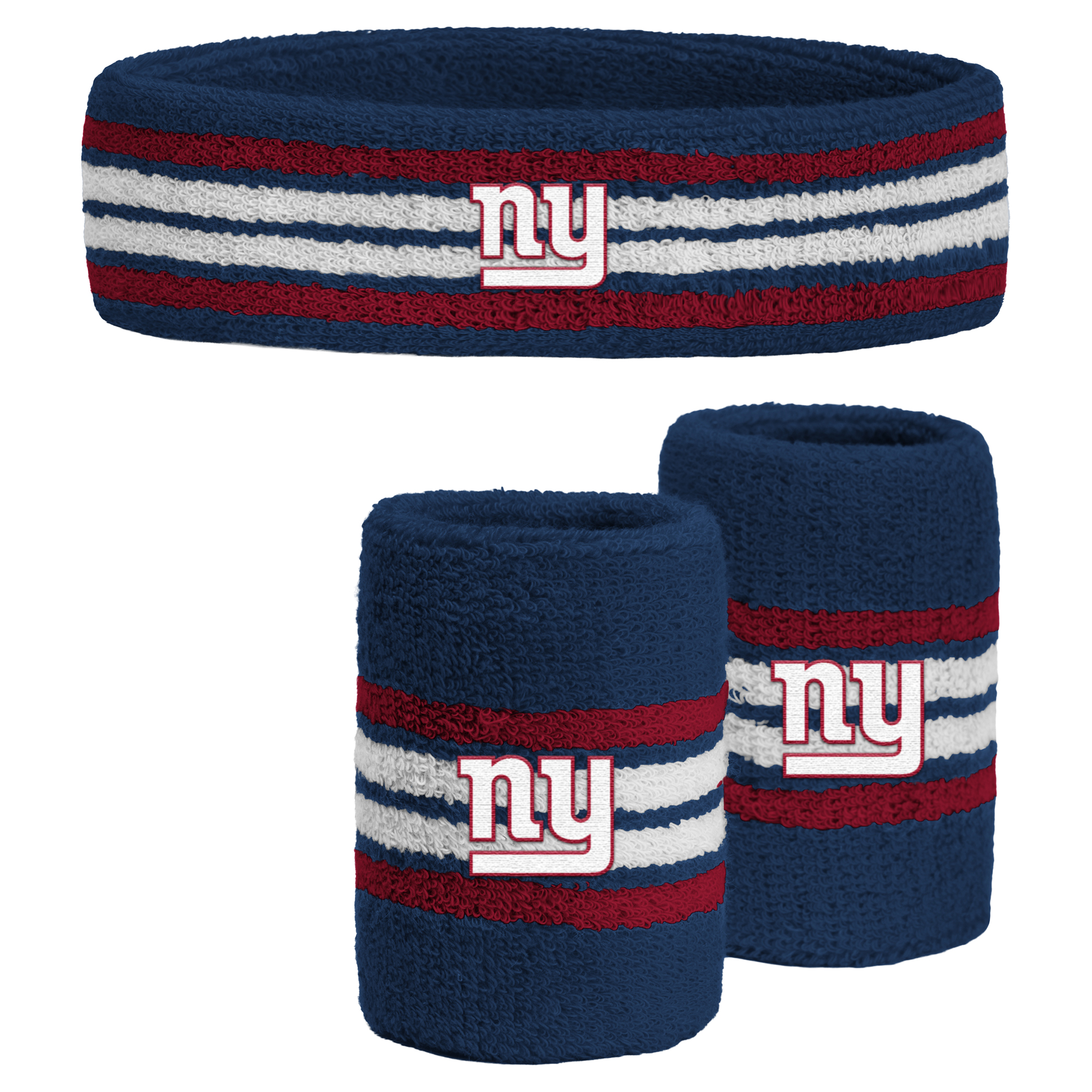 Youth PRO Compression  Royal New York Giants Team Stripe Three-Pack Headband and Wristbands Set