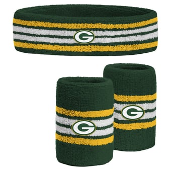 Youth PRO Compression  Green Green Bay Packers Team Stripe Three-Pack Headband and Wristbands Set