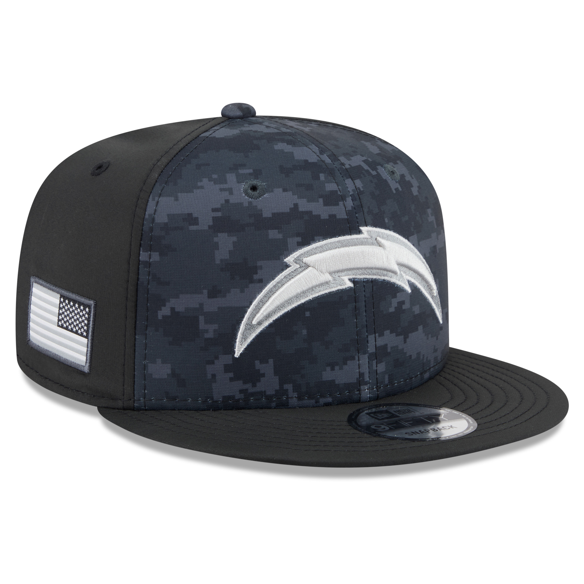 Men's New Era Black Los Angeles Chargers 2026 Salute To Service 9FIFTY Snapback Hat