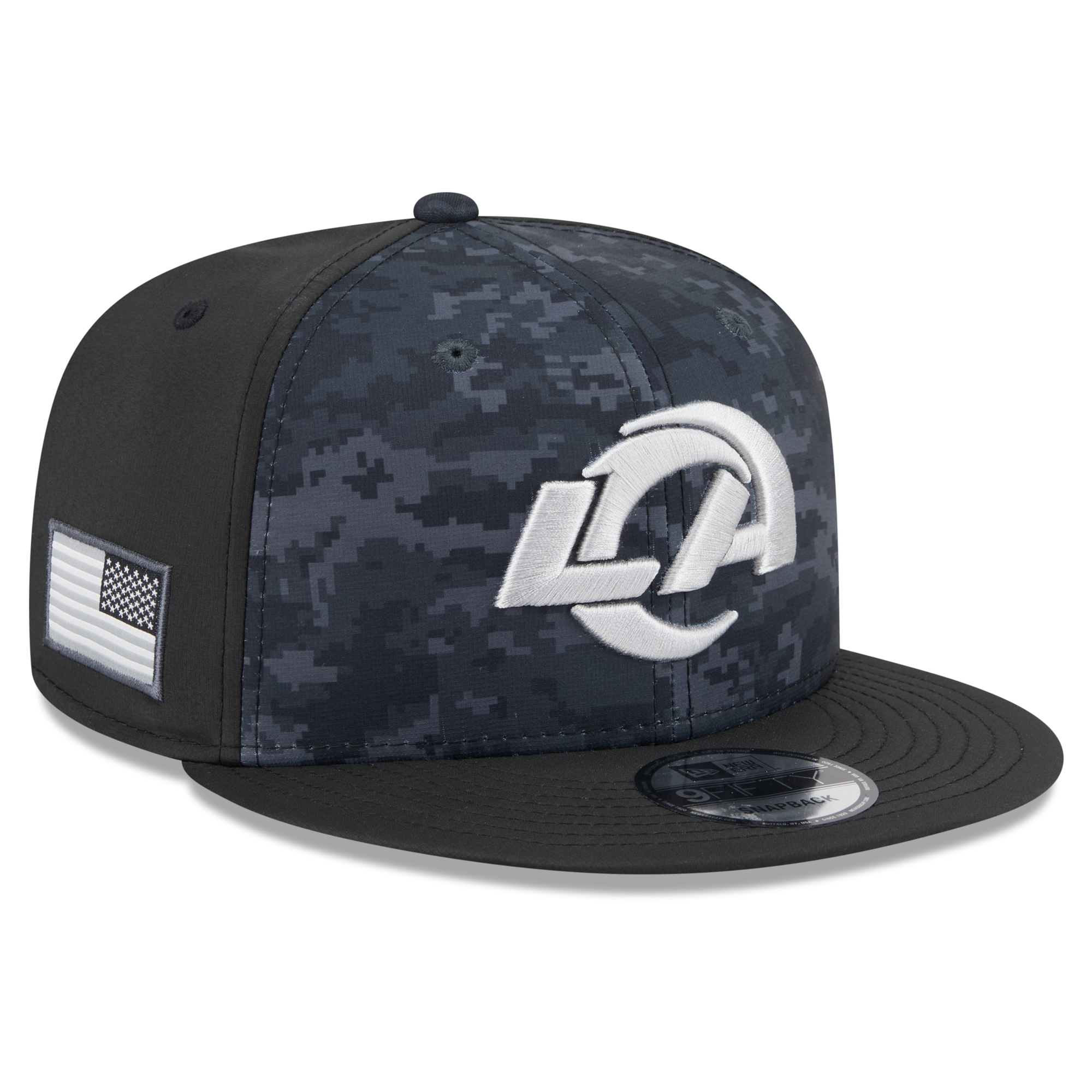 Men's New Era Black Los Angeles Rams 2026 Salute To Service 9FIFTY Snapback Hat