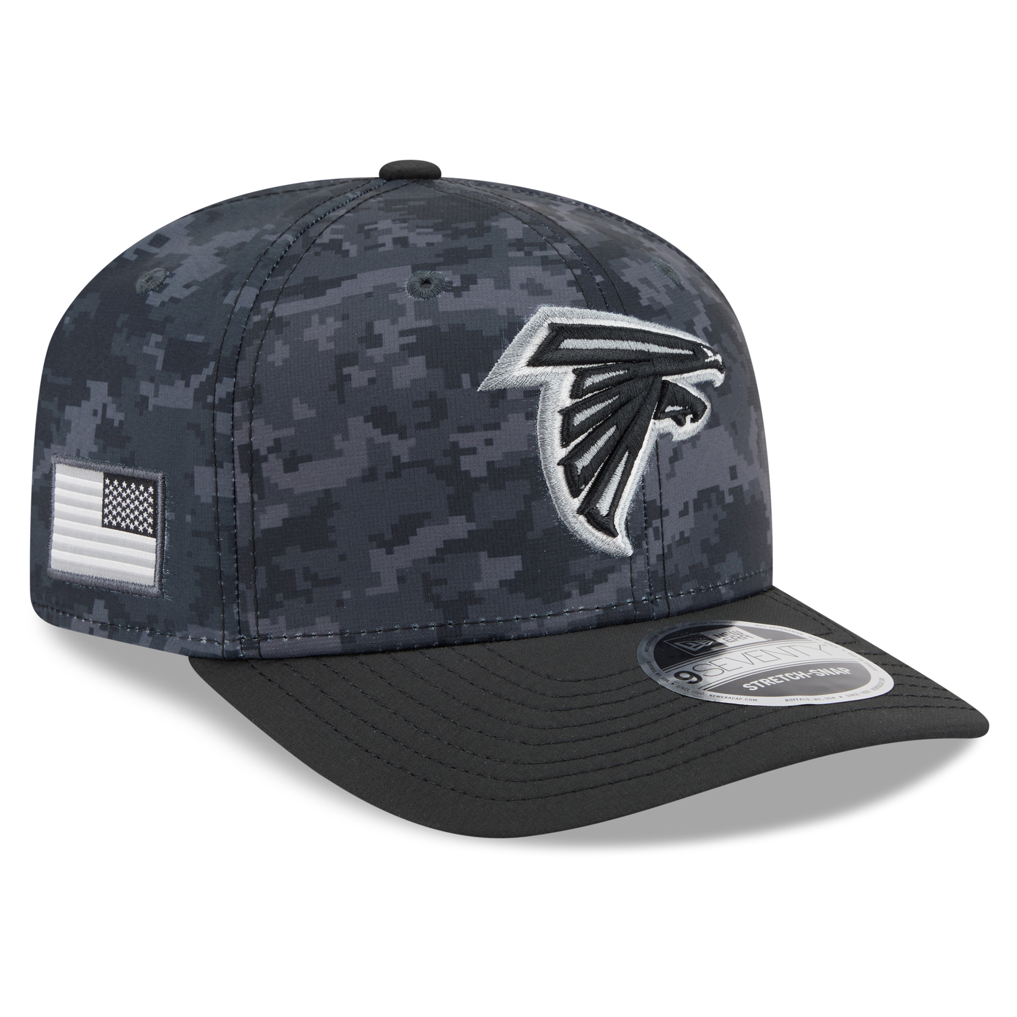 Men's New Era Black Atlanta Falcons 2026 Salute To Service 9SEVENTY Adjustable Hat