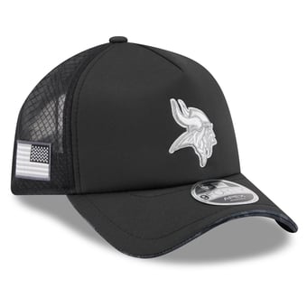 Men's New Era Black Minnesota Vikings 2026 Salute To Service Apex 9FORTY Adjustable Trucker Hat