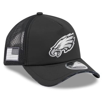 Men's New Era Black Philadelphia Eagles 2026 Salute To Service Apex 9FORTY Adjustable Trucker Hat
