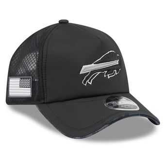 Men's New Era Black Buffalo Bills 2026 Salute To Service Apex 9FORTY Adjustable Trucker Hat
