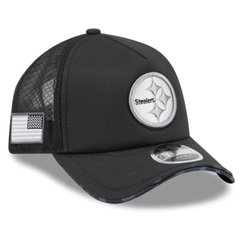 Men's New Era Black Pittsburgh Steelers 2026 Salute To Service Apex 9FORTY Adjustable Trucker Hat