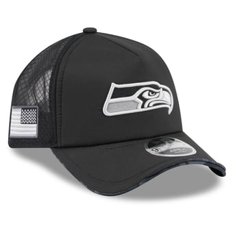 Men's New Era Black Seattle Seahawks 2026 Salute To Service Apex 9FORTY Adjustable Trucker Hat