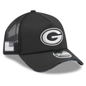 Men's New Era Black Green Bay Packers 2026 Salute To Service Apex 9FORTY Adjustable Trucker Hat
