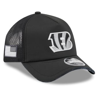 Men's New Era Black Cincinnati Bengals 2026 Salute To Service Apex 9FORTY Adjustable Trucker Hat