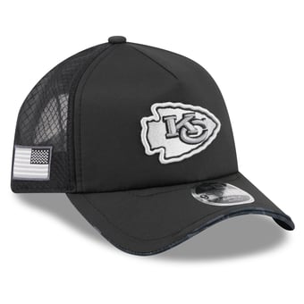 Men's New Era Black Kansas City Chiefs 2026 Salute To Service Apex 9FORTY Adjustable Trucker Hat