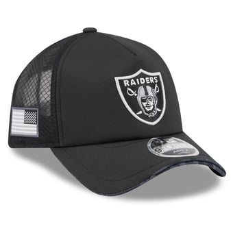 Men's New Era Black Las Vegas Raiders 2026 Salute To Service Apex 9FORTY Adjustable Trucker Hat