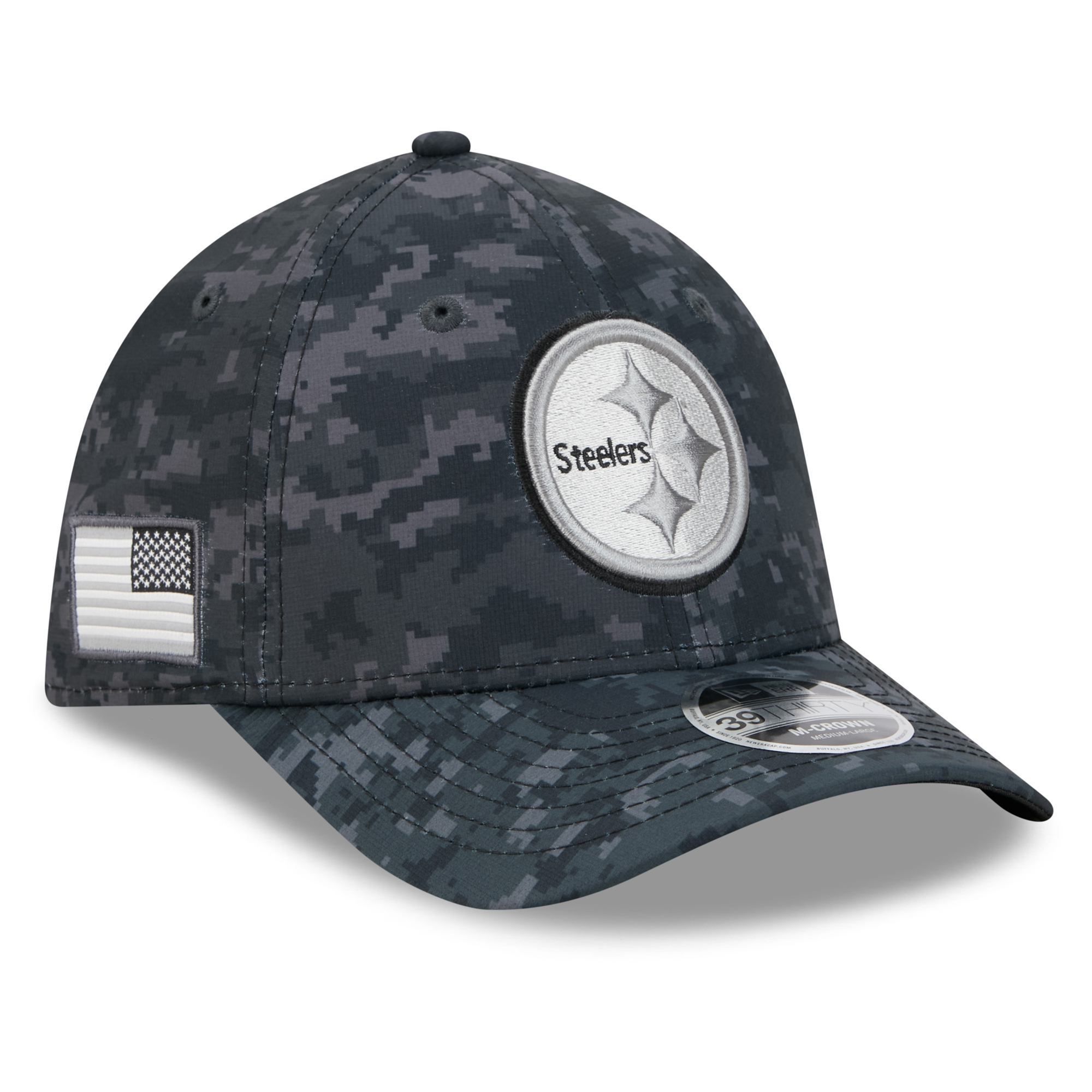 Men's New Era Black Pittsburgh Steelers 2026 Salute To Service 39THIRTY M-Crown Stretch Hat