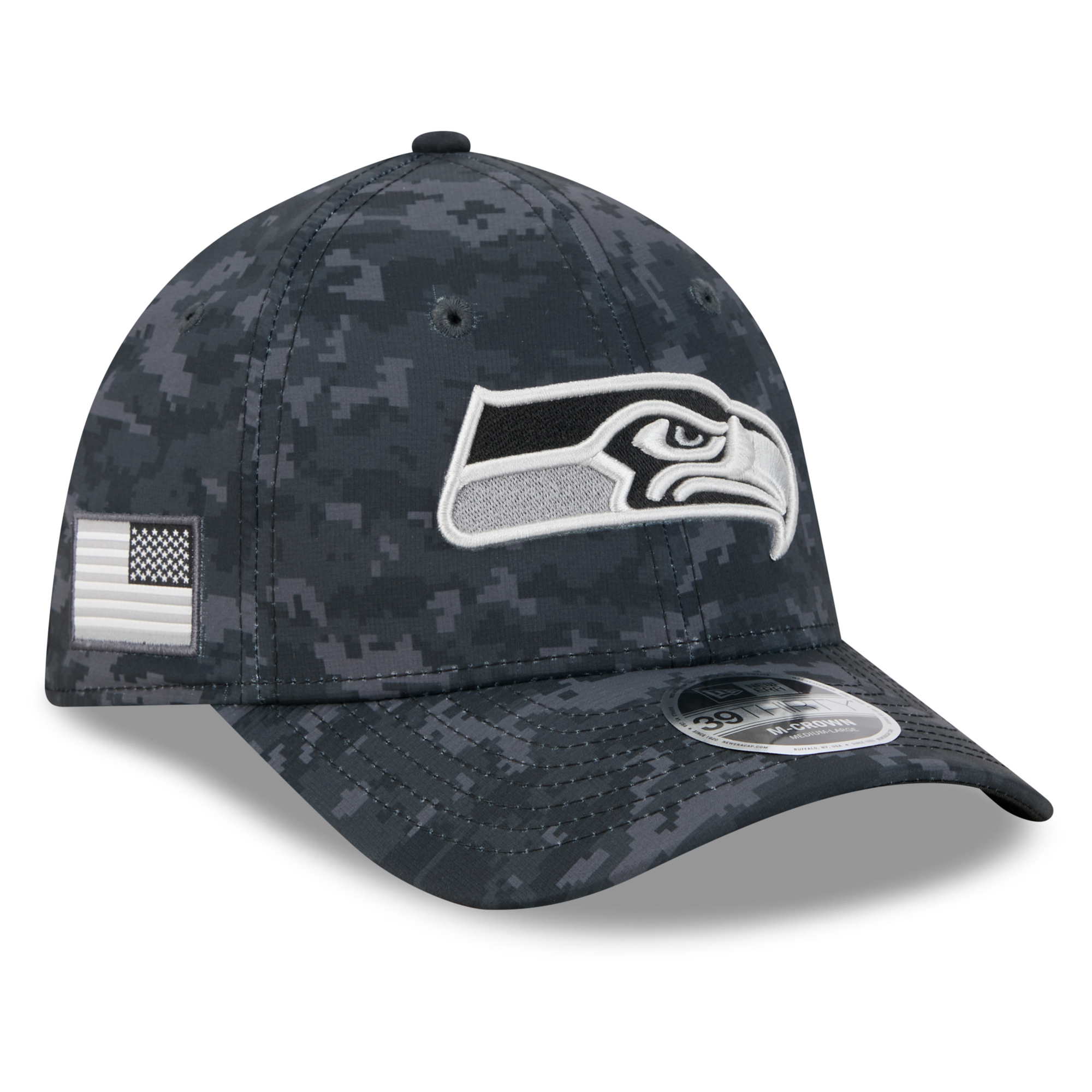 Men's New Era Black Seattle Seahawks 2026 Salute To Service 39THIRTY M-Crown Stretch Hat