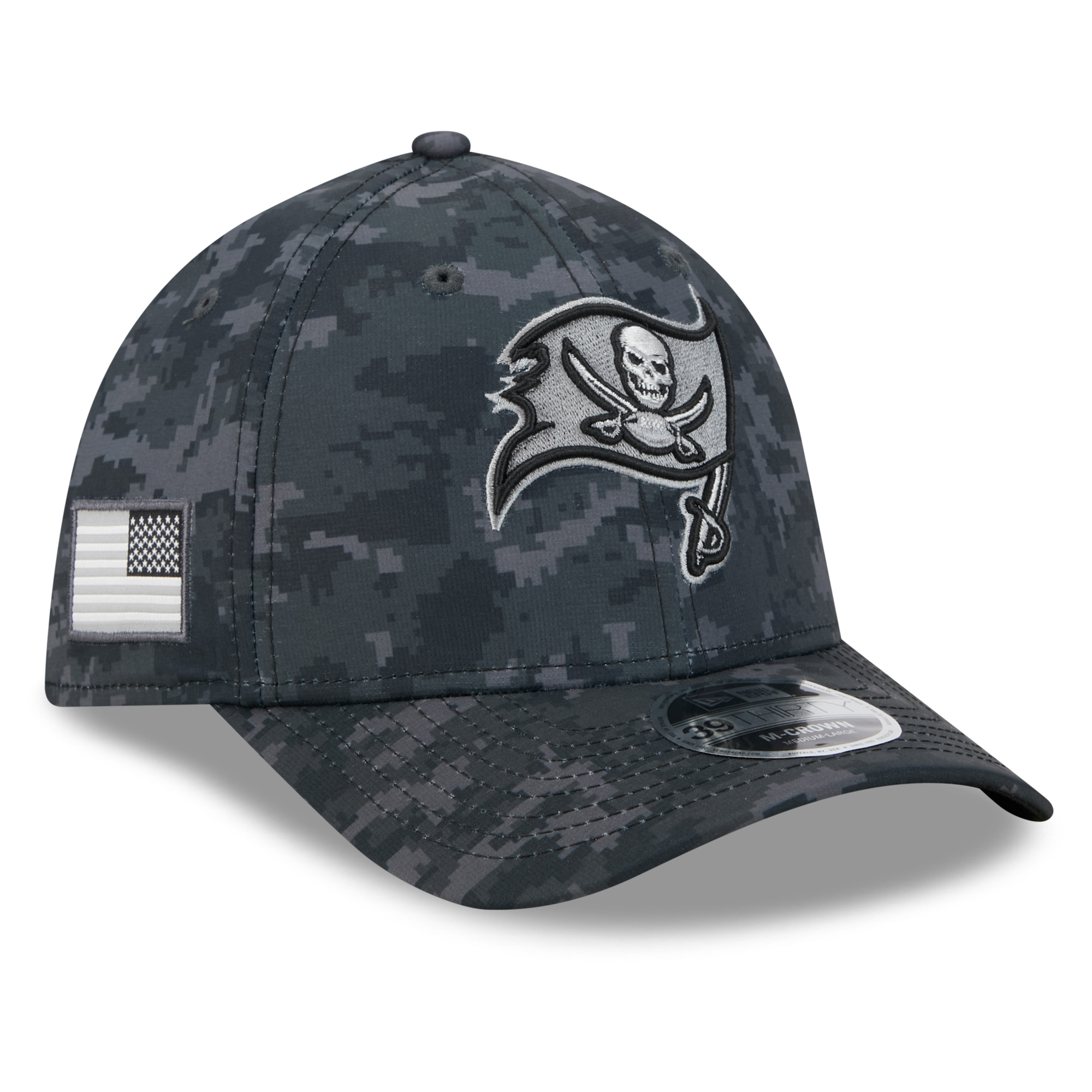 Men's New Era Black Tampa Bay Buccaneers 2026 Salute To Service 39THIRTY M-Crown Stretch Hat