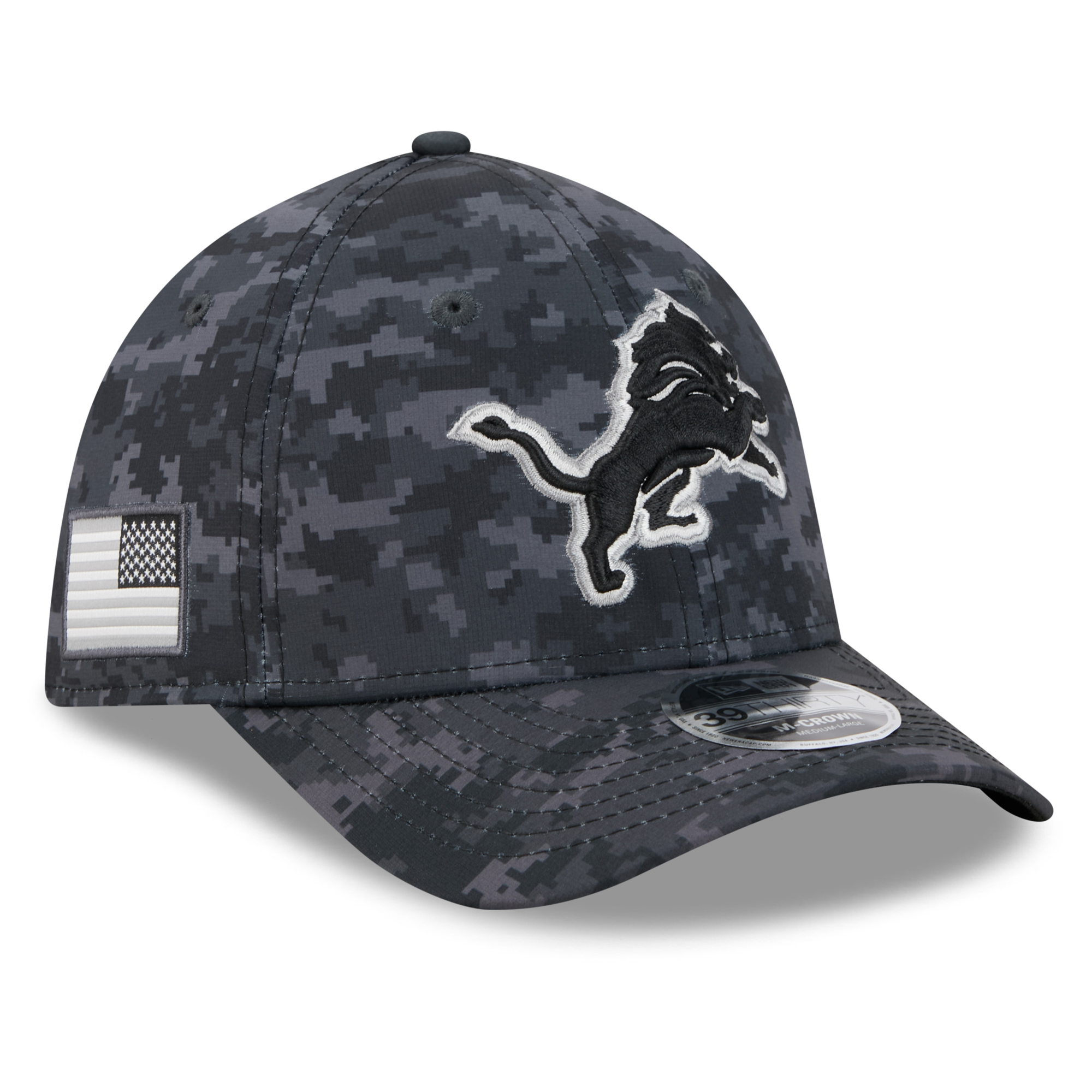 Men's New Era Black Detroit Lions 2026 Salute To Service 39THIRTY M-Crown Stretch Hat