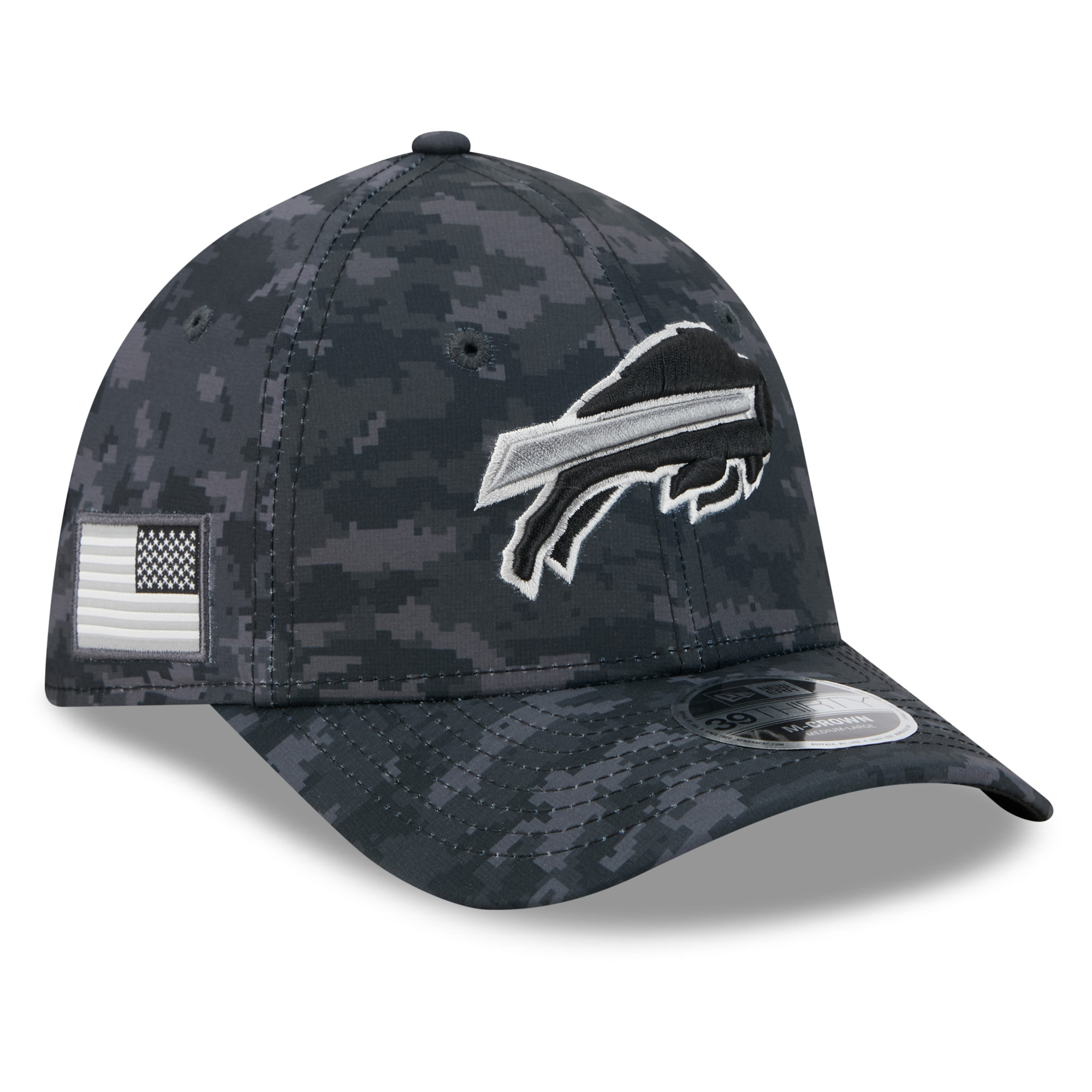 Men's New Era Black Buffalo Bills 2026 Salute To Service 39THIRTY M-Crown Stretch Hat